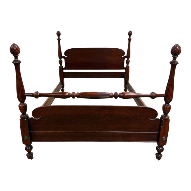 Vintage Full Size Duncan Phyfe Style Mahogany Bed For Sale