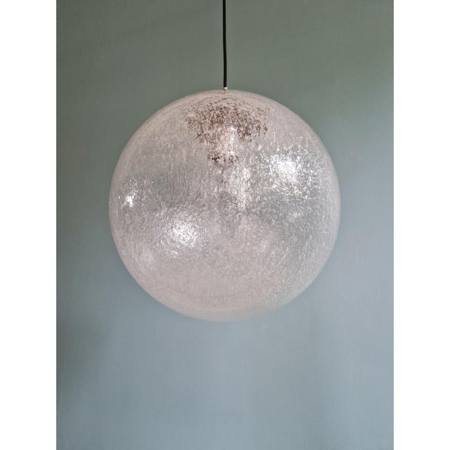 Space Age Pendant Light in Bubbled Blown Glass by Peill and Putzler, 1970s For Sale - Image 4 of 12