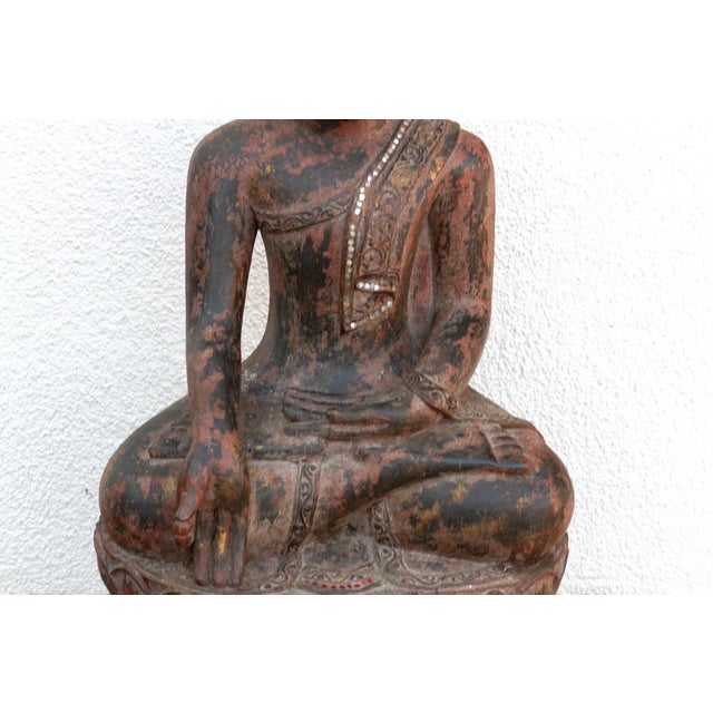 Circa 1800's Large Buddha Sculpture W/ Elephant Base For Sale - Image 4 of 12