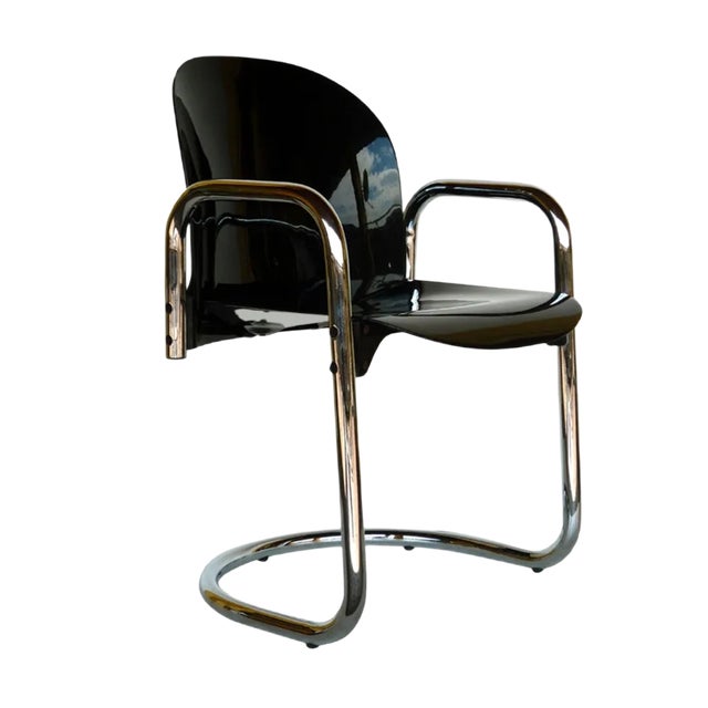Black Chrome Dessau Tubular Chair by Tobia & Afra Scarpa for B&B Italia, 1970 For Sale