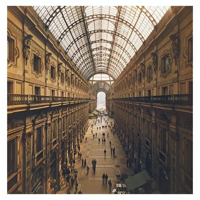 Galleria Vittorio Emanuele II 1960 View looking down the Galleria Vittorio Emanuele II in Milan, Italy, 1960. Opened in...