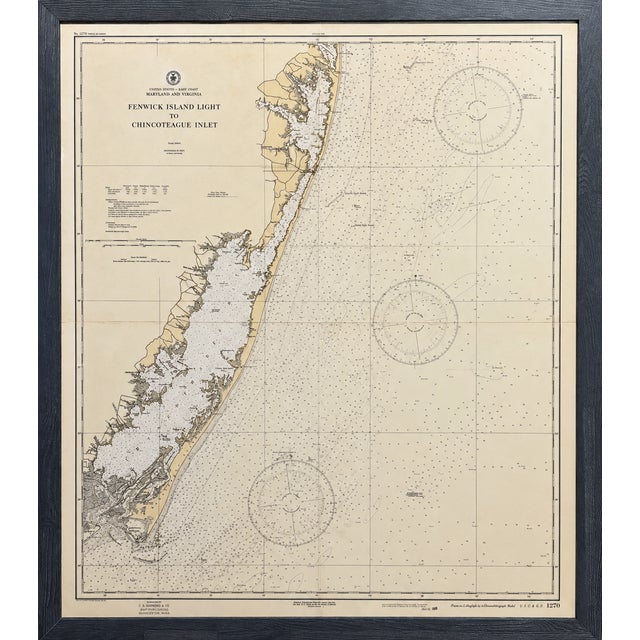 Maryland and Virginia Fenwick Island Light to Chincoteague Inlet - 1944 Nautical Map - Custom Framed For Sale - Image 4 of 5