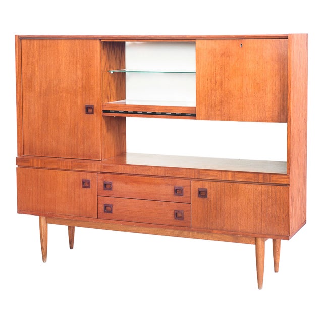Tall Vintage Scandinavian Sideboard in Teak, France, 1960s For Sale