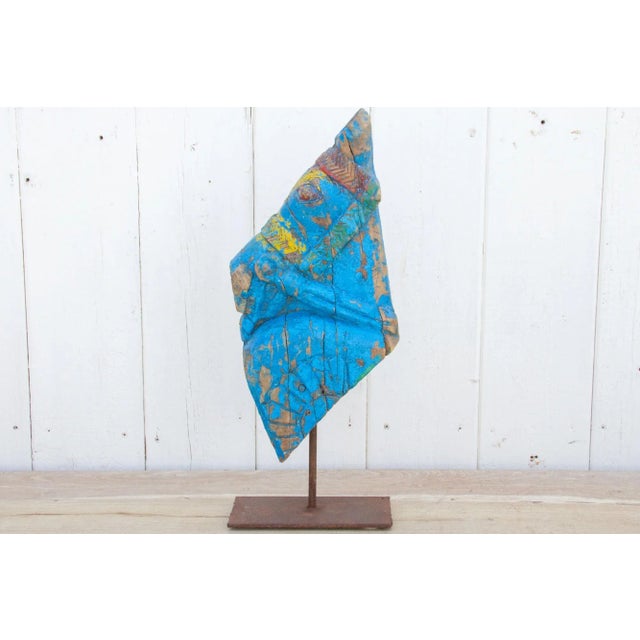 Wood Antique Jodhpur Blue Horse Bust For Sale - Image 7 of 10