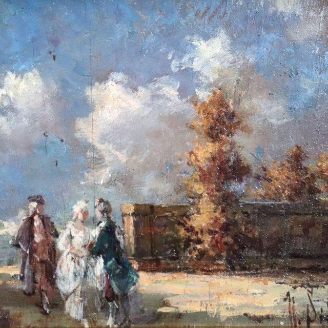 N. Sidoli, Gallant Scene, Oil Painting on Board, Early 20th Century, Framed For Sale - Image 11 of 12