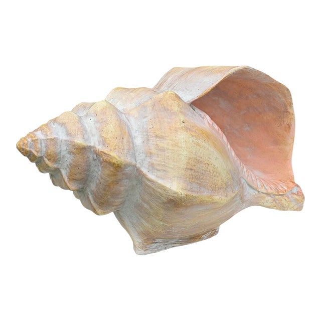Vintage Oversized Hand-Painted Oversized Conch Shell Sculpture For Sale