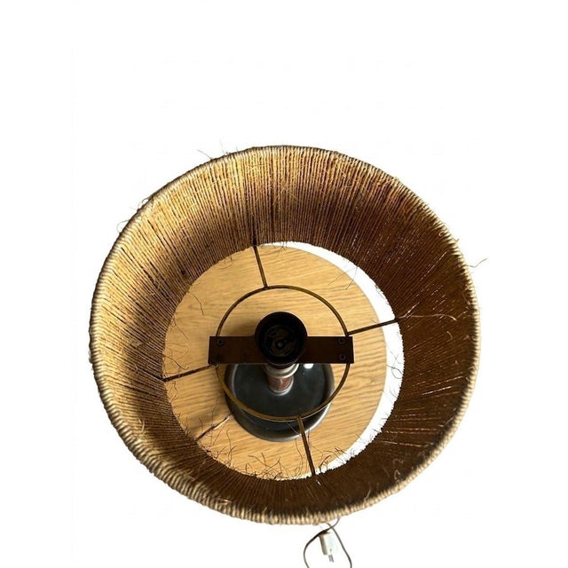 Vintage Danish Table Lamp in Teak, Brass and Rope, 1960s For Sale - Image 4 of 8