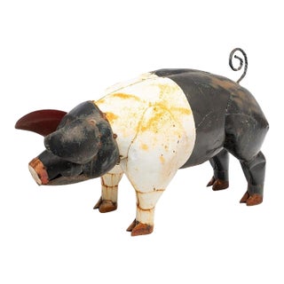 Mid 20th Century Monumental Metal Pig Sculpture For Sale