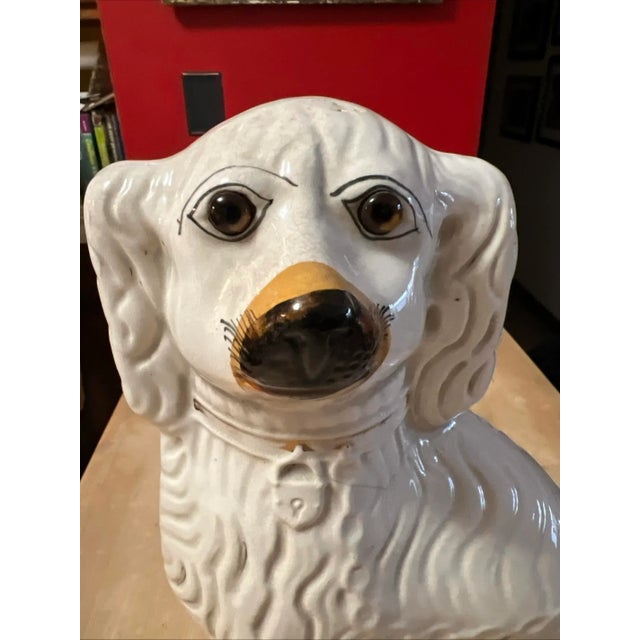 A Fine Antique Decorated Staffordshire dog, circa 1860's Made in the Staffordshire district of Stoke on Trent, England,...