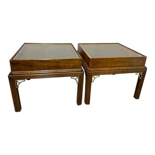 1960s Vintage Hammary Mid-Century Modern Campaign Style End Tables - Set of 2 For Sale