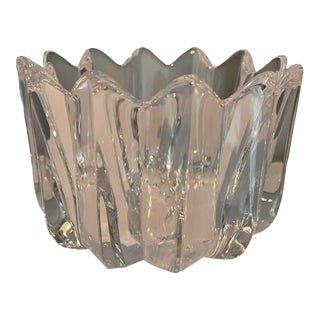 1980s Orrefors Crystal Crown Scalloped Fleur Bowl by Jan Johansso For Sale