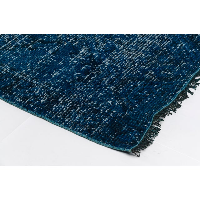 Turkish Dark Blue Vintage Anatolian Carpet For Sale - Image 3 of 10