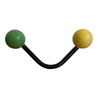 1950s Mid-Century Modern French Sputnik Wall Hook With Green & Yellow Atomic Balls For Sale