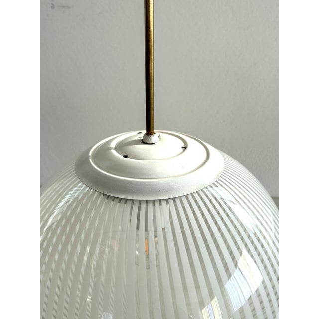 Vintage Brass Pendant with Murano Tessuto Glass Sphere from Venini, 1970s For Sale - Image 14 of 16