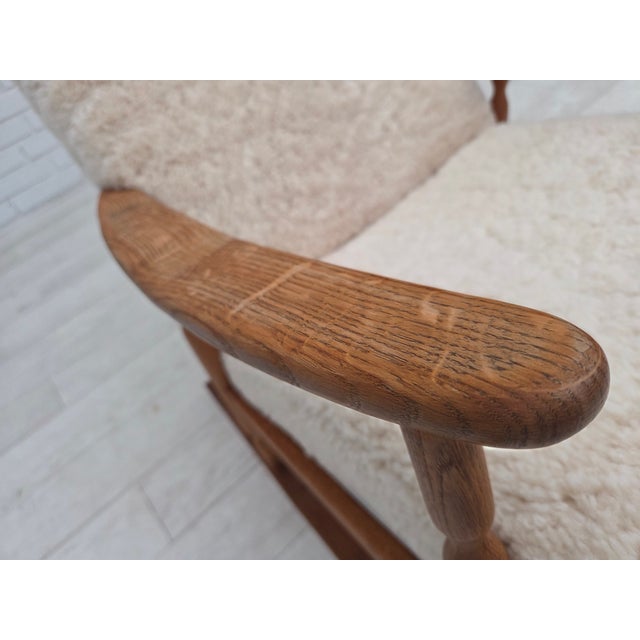 1970s Vintage Danish Rocking Chair in Sheepskin, 1970s For Sale - Image 5 of 18