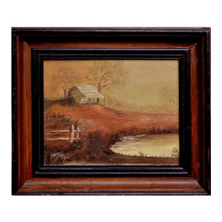 Autumnal Country Cabin Landscape by Loretta Haynes For Sale