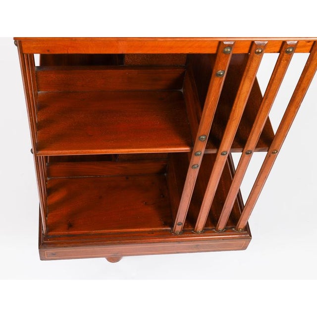 Antique Edwardian Flame Mahogany and Inlaid Revolving Bookcase, 1890s For Sale - Image 11 of 15