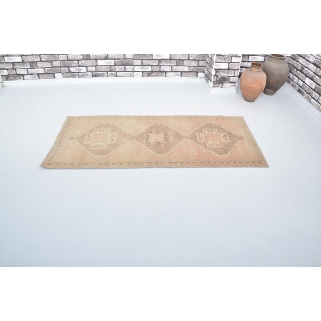 Turkish Vintage Small Bohemian Oushak Carpet For Sale - Image 3 of 9