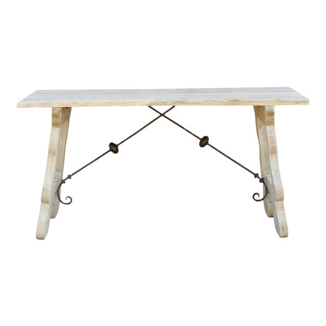 Bleached Wood Spanish Tavernera Writing Table For Sale