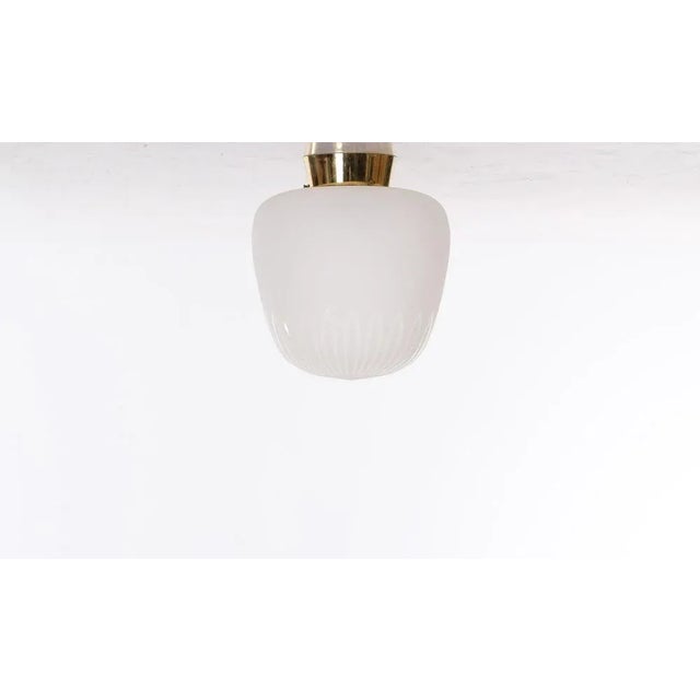 Swedish Glass & Brass Ceiling Light attributed to Böhlmarks, 1940s For Sale - Image 3 of 5