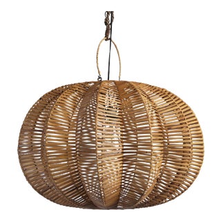 Split Stained Rattan Pumpkin Lantern 24" For Sale