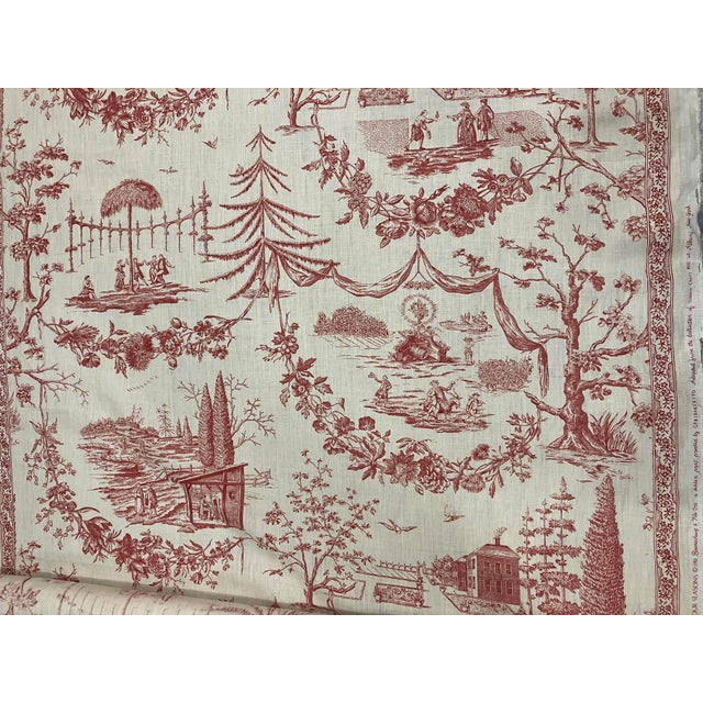 Brunschwig & Fils 4 Yards Brunschwig & Fils Red Toile Linen For Sale - Image 4 of 11