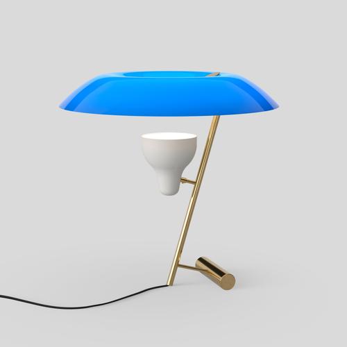 Model 548 Lamp in Polished Brass with Blue Difuser by Gino Sarfatti For Sale - Image 12 of 13