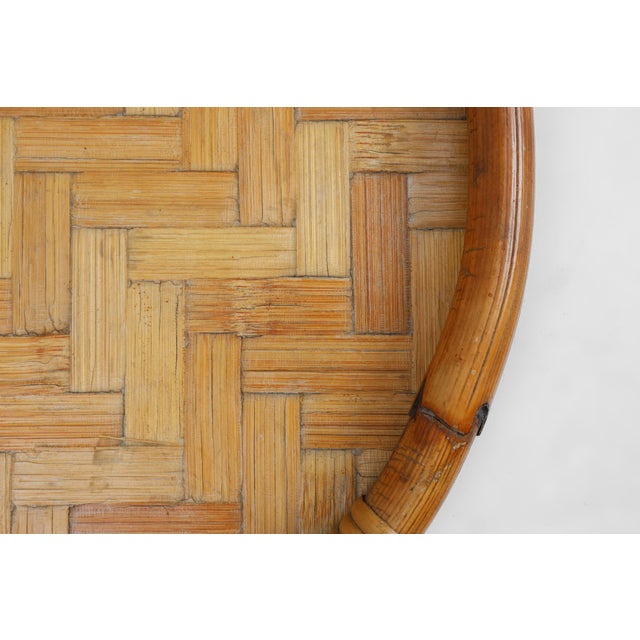 Brown Mid-Century Bamboo Serving Tray, France, 1960s For Sale - Image 8 of 11