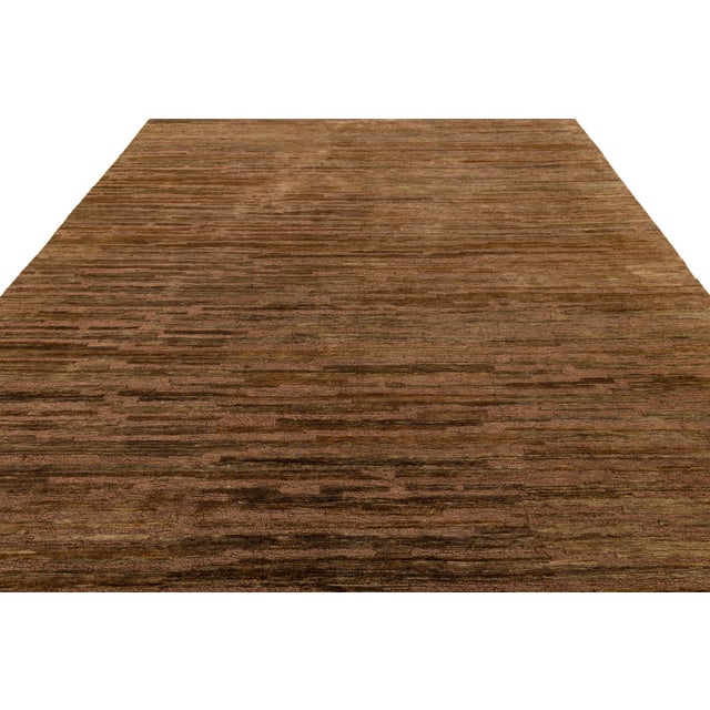 Textile 9 X 12 Modern Brown Wool and Jute Rug With Abstract Design For Sale - Image 7 of 11
