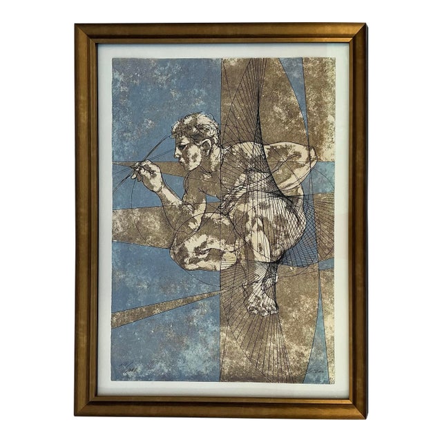 Large Framed Lithograph by Hans Erni, Signet and Numbered For Sale