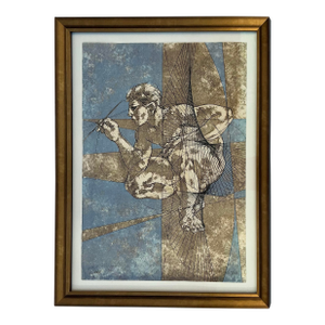 Large Framed Lithograph by Hans Erni, Signet and Numbered