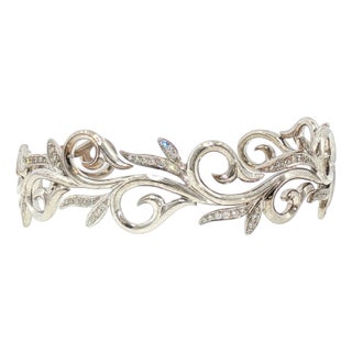 Late 20th Century Chad Allison 80 Diamond Leaf and Vine Cuff Bracelet For Sale