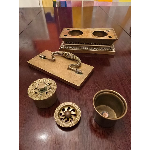 Antique French Empire Bronze Casket Inkwell For Sale - Image 10 of 11