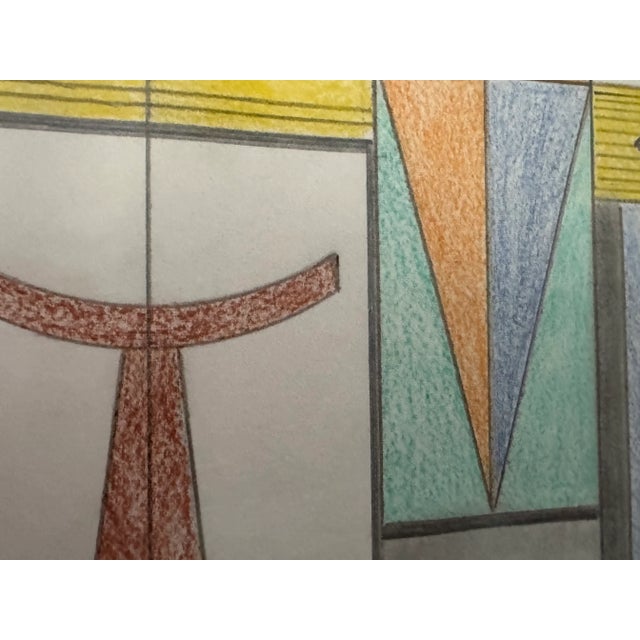 Mid-Century Modern Attr. Mario Carreno Cuban (1913 - 1999) Pencil and Crayon on Paper - 12" X 18", Framed For Sale - Image 3 of 5