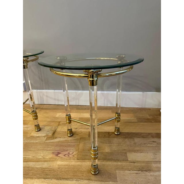 1970s Italian Acrylic Glass and Lacquered Brass Side Tables, 1970, Set of 2 For Sale - Image 5 of 17
