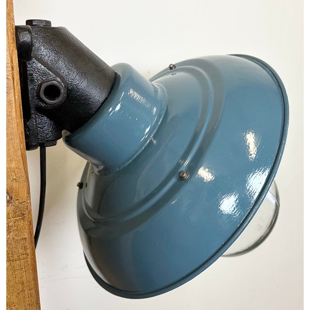 Industrial Blue Painted Factory Wall Light from Elektrosvit, 1960s For Sale - Image 10 of 15