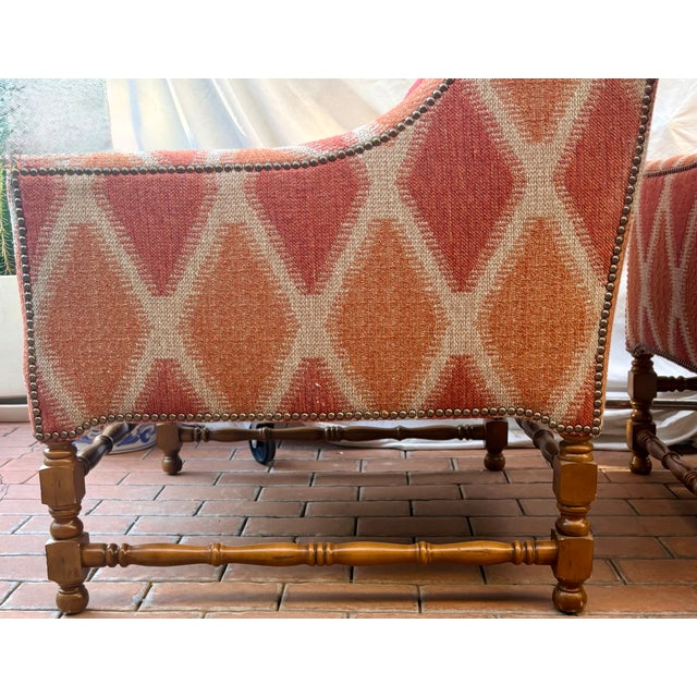 Late 20th Century Georgian Style Modern Wingback Chairs, a Pair For Sale - Image 14 of 14