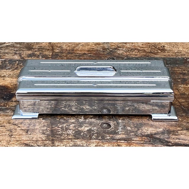 Art Deco Vintage Deco Metal Lidded Box For Sale - Image 3 of 12