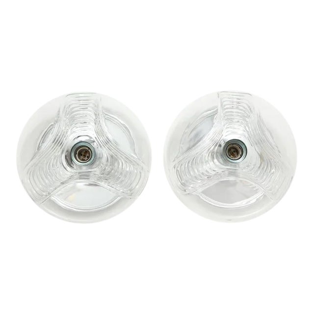 Extra Large 1970's Peill & Putzler Wave Lights / Sconces - a Pair For Sale