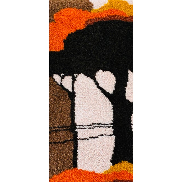 1970s 70s Danish Marimekko Mid Century Modern Rya Type Landscape Trees Rug Wall Hanging Art Finland For Sale - Image 5 of 7