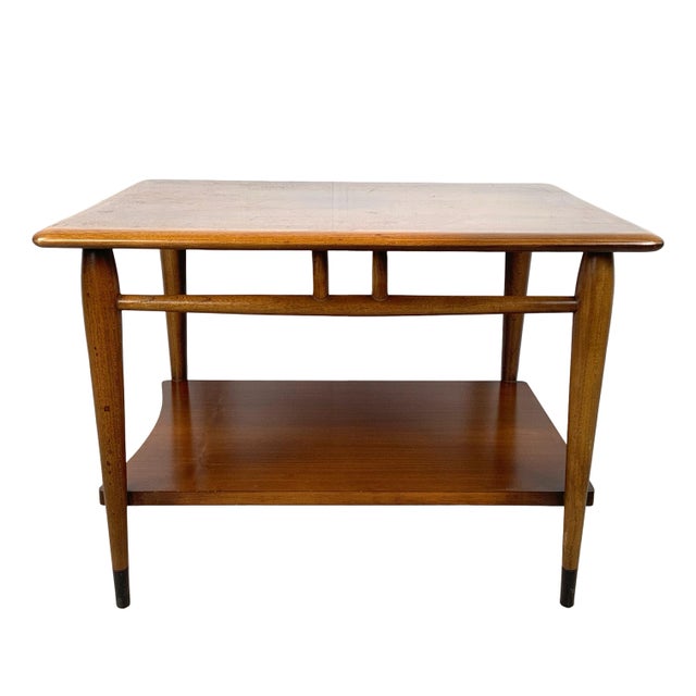 Vintage Lane Acclaim Two-Tier End Table by Andre Bus | Walnut & Oak Dovetail Inlay For Sale - Image 16 of 18