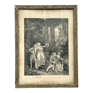 Vintage Fragonard Engraving in Gilt Frame For Sale