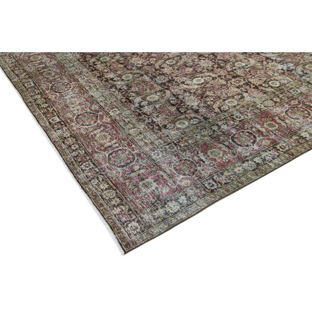 Allover Antique Persian Malayer Designed Wool Rug in Brown For Sale - Image 9 of 11