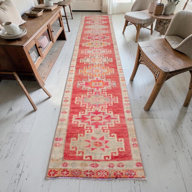 Turkish Hand-Knotted Narrow Runner Turkish Rug Hallway Decor- 2'1' X 12'3' For Sale - Image 3 of 15
