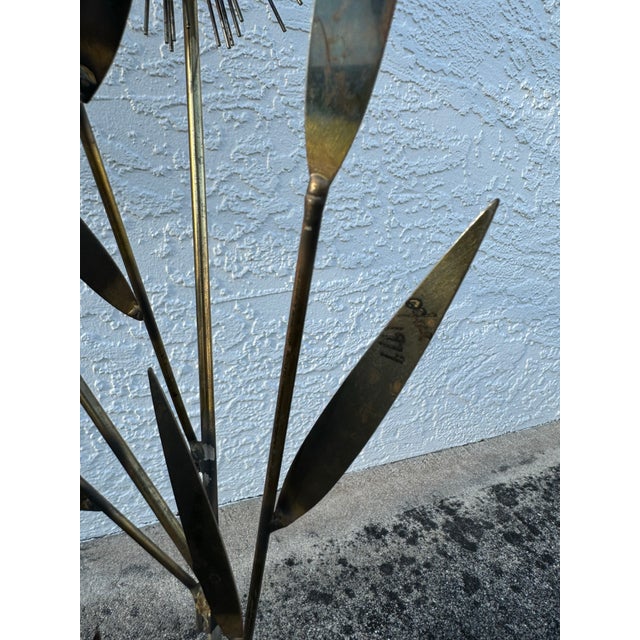 Mid-Century Modern C Jere Signed 1979 Large Brass Pom Pom Wall Art Sculpture MCM For Sale - Image 3 of 12