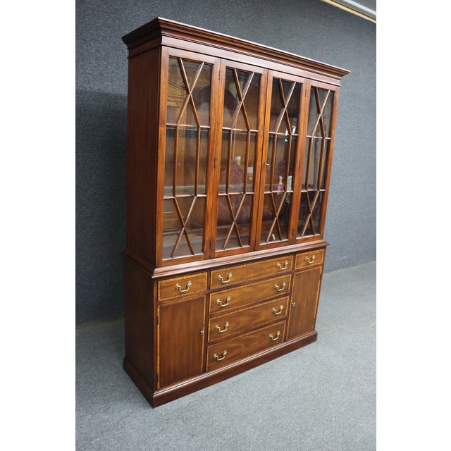 Henkel Harris Henkel Harris Mahogany Breakfront China Cabinet For Sale - Image 4 of 12