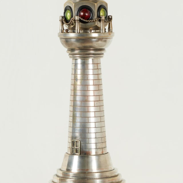 English Antique Lighthouse Sculpture or Model With Light For Sale - Image 3 of 10
