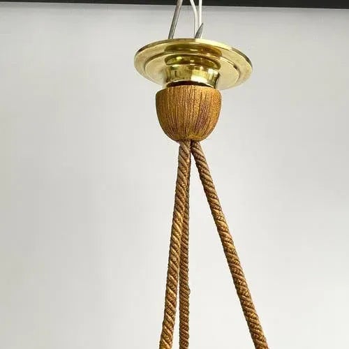 Metal Art Deco Ceiling Lamp with Glass Bowl attributed to Muller Frères for Muller Frères, 1930s For Sale - Image 7 of 9