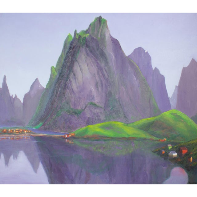 A 1990 oil on canvas painting by the American artist Edward H. Frost (1919-2009). This painting features large, purple...