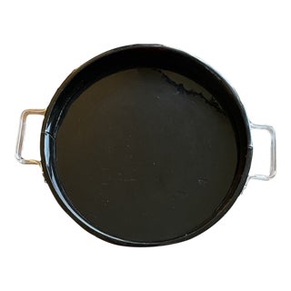 1950s George Briard Mid-Century Modern Black Glossy Tray with Lucite Handles For Sale